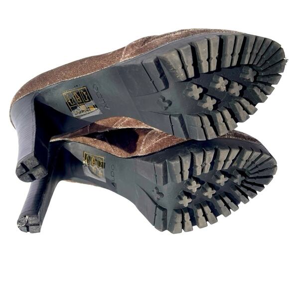 Aldo Aliria Combat Boot Heels Velvet Grey Olive Green Size 8 - Picture 7 of 10